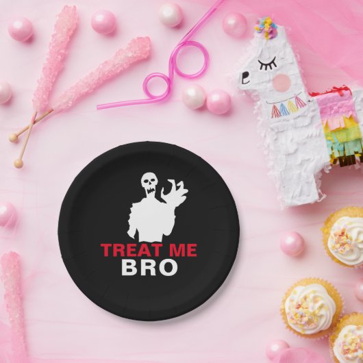 Monster Treat me Bro grappige Halloween aanpasbaar Papieren Bordje (Feest)