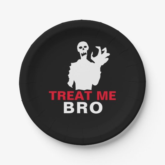Monster Treat me Bro grappige Halloween aanpasbaar Papieren Bordje (Voorkant)