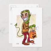 Monster Trick-or-Treater Halloween Feestdagenkaart (Voorkant / Achterkant)