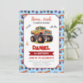 Monster Truck 1e verjaardag uitnodiging (Staand voorkant)