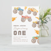 Monster Truck 1st Birthday Uitnodiging | Vrachtwag (Staand voorkant)