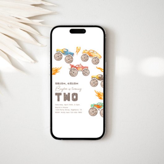 Monster Truck 2e verjaardag Uitnodiging | Vrachtwa