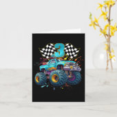 Monster Truck 3 jaar oude jongen 3e Geweldige verj Kaart (Gele Bloem)