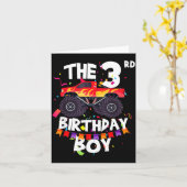 Monster Truck 3rd Birthday Boy Funny 3 Years Old B Kaart (Gele Bloem)
