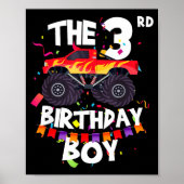 Monster Truck 3rd Birthday Boy Funny 3 Years Old B Poster (Voorkant)