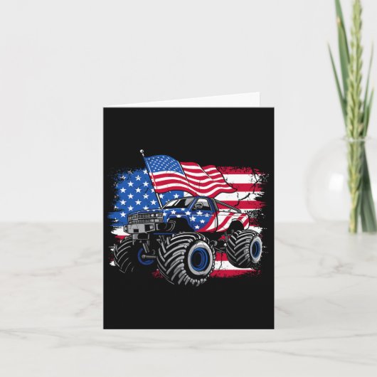 Monster Truck 4 juli Shirt boott Amerikaanse vlag Kaart (Voorkant)