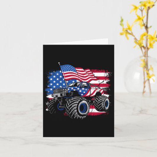 Monster Truck 4 juli Shirt boott Amerikaanse vlag Kaart (Gele Bloem)