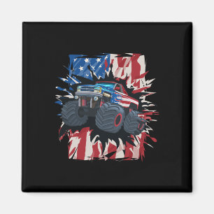 Monster Truck 4 juli T-shirt Jongens Amerikaanse V Magneet