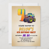 Monster Truck 4e verjaardag uitnodiging (Voorkant)