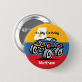 Monster Truck 4th Birthday Ronde Button 5,7 Cm (Voorkant /achterkant)