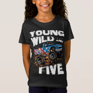 Monster Truck 5e Verjaardag Jongen Partij - Jong, T-shirt