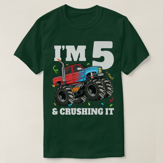 Monster Truck 5th Birthday Boy 5 T-shirt (Design voorkant)