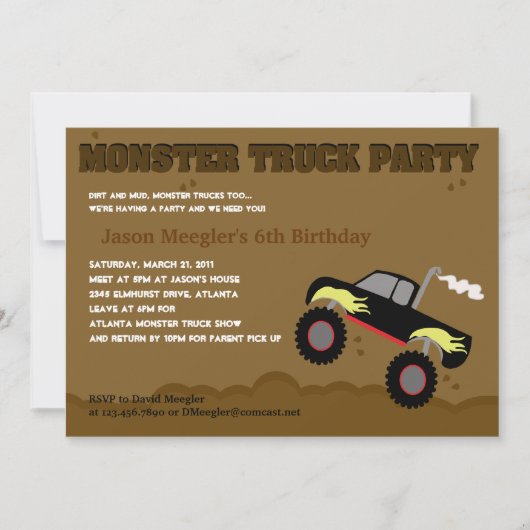 MONSTER TRUCK 5x7 Birthday-uitnodigingen Kaart (Voorkant)