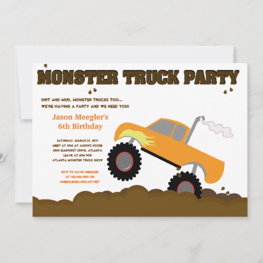 MONSTER TRUCK 5x7 Birthday-uitnodigingen Kaart (Voorkant)