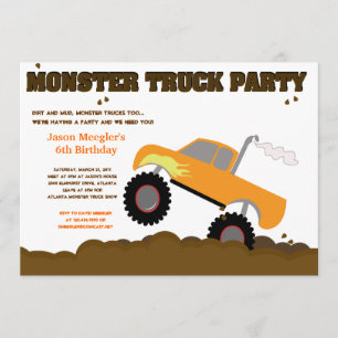 MONSTER TRUCK 5x7 Birthday-uitnodigingen Kaart