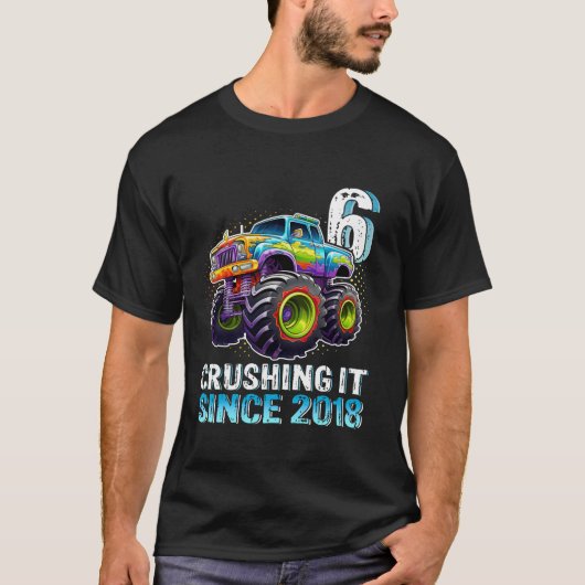 Monster Truck 6 Jaar Oude Jongens 6e Verjaardagsfe T-shirt (Voorkant)