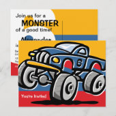 Monster Truck 6e Verjaardag Briefkaart Uitnodiging (Voorkant / Achterkant)