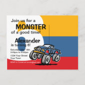 Monster Truck 6e Verjaardag Briefkaart Uitnodiging (Achterkant)