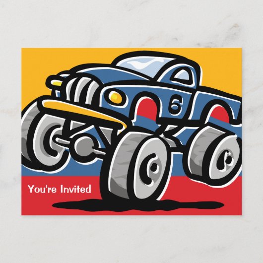 Monster Truck 6e Verjaardag Briefkaart Uitnodiging (Voorkant)