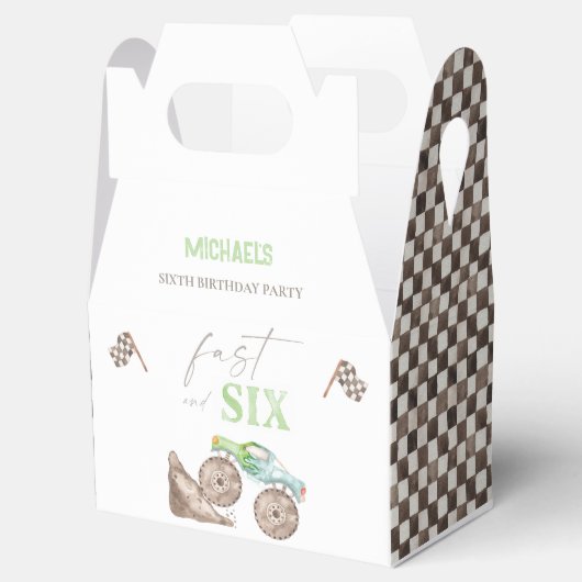 Monster Truck 6e Verjaardag Gable Box Bedankdoosjes (Geopend)