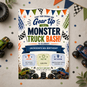 Monster Truck 6e Verjaardag Jongens Kaart