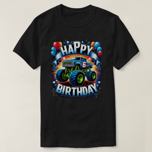 Monster Truck 6e Verjaardag Ontwerp - Roar in 6 T-shirt (Design voorkant)