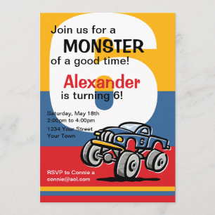 Monster Truck 6th Birthday Kaart
