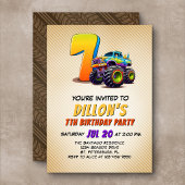 Monster Truck 7e verjaardag uitnodiging