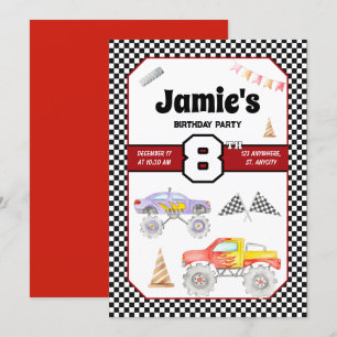 Monster Truck 8e verjaardag uitnodiging