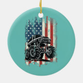 Monster Truck American Flag Distress Keramisch Ornament (Achterkant)