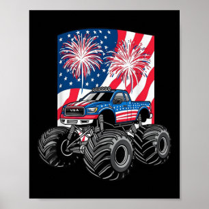 Monster Truck Amerikaanse vlag, 4 juli, Onafhankel Poster