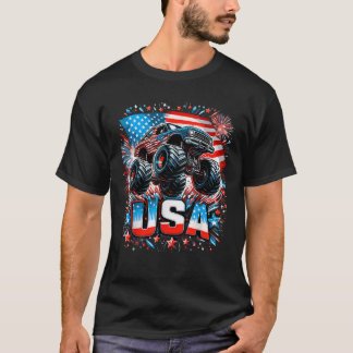 Monster Truck Amerikaanse vlag 4 juli T-shirt