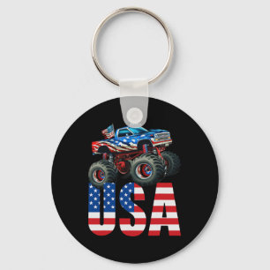 Monster Truck Amerikaanse Vlag Juli 4th USA Racing Sleutelhanger
