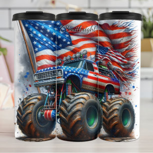 Monster Truck Amerikaanse Vlag Splash Thermosbeker