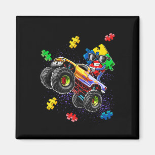 Monster Truck Autism Awareness Puzzle Piece F Magneet