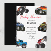 Monster Truck Baby shower Invitation Kaart (Voorkant / Achterkant)