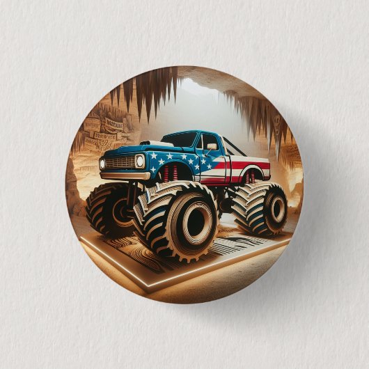 MONSTER TRUCK BADGE RONDE BUTTON 3,2 CM (Voorkant)