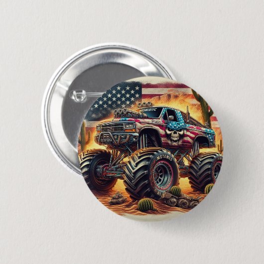 MONSTER TRUCK BADGE RONDE BUTTON 5,7 CM (Voorkant /achterkant)