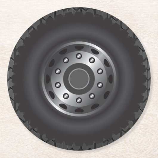 MONSTER Truck Banden #1 Ronde Kartonnen Onderzetter (Voorkant)