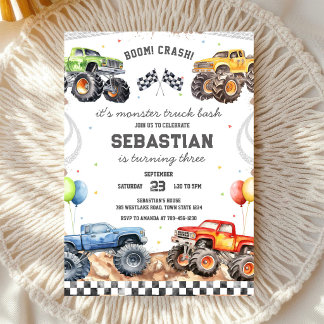 Monster Truck Bash Boom Smash Crash Jongens Verjaa Kaart