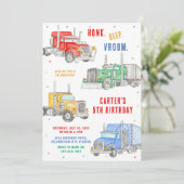 Monster Truck Bash Boy Birthday Invitation Kaart (Staand voorkant)
