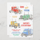 Monster Truck Bash Boy Birthday Invitation Kaart (Voorkant / Achterkant)