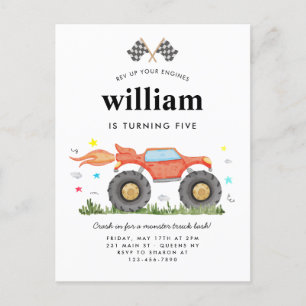 Monster Truck Bash Car Race Vlaggen Kids Verjaarda Briefkaart