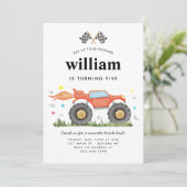 Monster Truck Bash Car Race Vlaggen Kids Verjaarda Kaart (Staand voorkant)