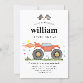 Monster Truck Bash Car Race Vlaggen Kids Verjaarda Kaart