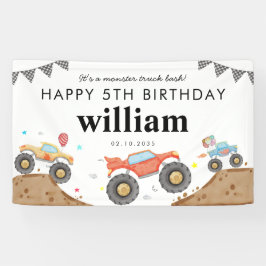 Monster Truck Bash Car Race Vlaggen Verjaardag Wel Spandoek