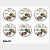 Monster truck bash cool modern cute 5th birthday  ronde sticker (Vel)