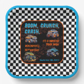 Monster Truck Bash Jongen 10e Verjaardagsfeestje Papieren Bordje (Voorkant)