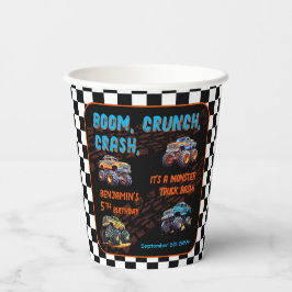Monster Truck Bash Jongen 5e Verjaardagsfeestje Papieren Bekers
