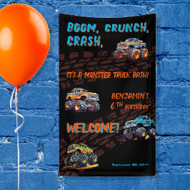 Monster Truck Bash Jongen 6e Verjaardagsfeestje Spandoek